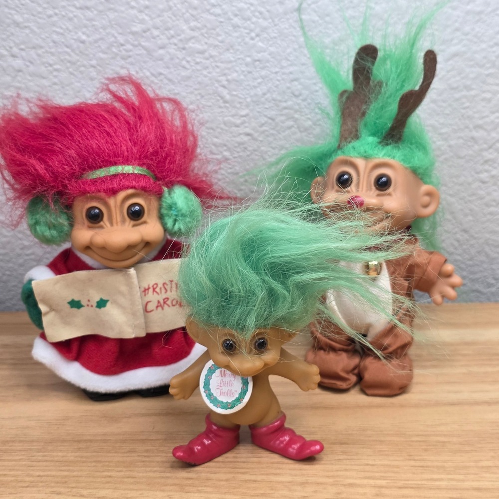 Lot Of 19‎ Vintage Troll Dolls 80's 90's Russ Ace Dam Gem Belly's Various Sizes